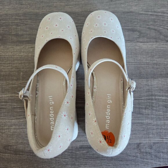 Madden Girl Mantel Mary Jane Platforms Daisy Print Chunky Block Heels Beige 9.5 - Picture 6 of 12